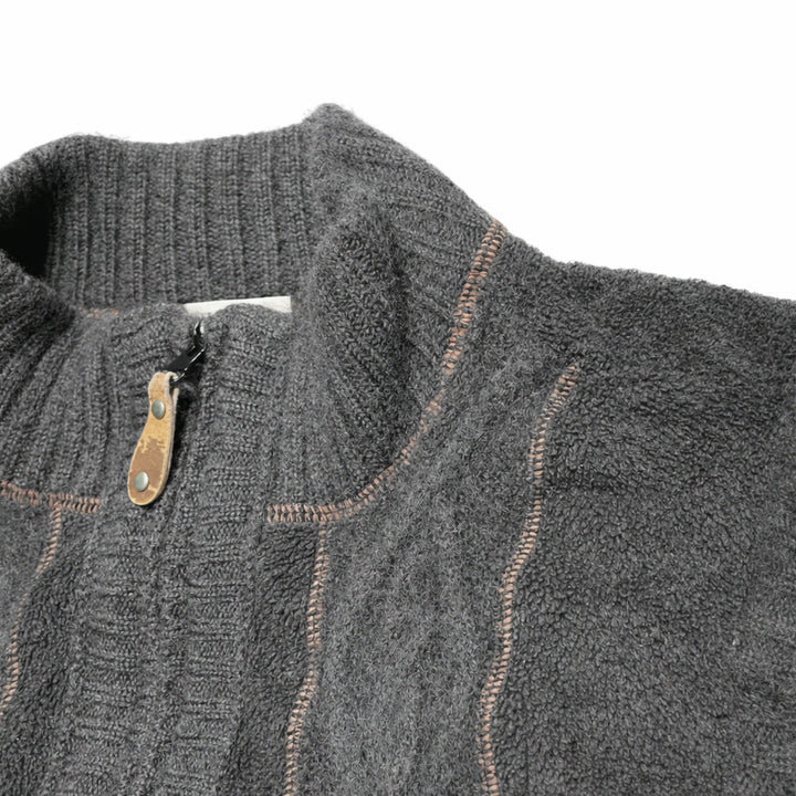 [BUNJANG] Vintage Cable Knit Pattern Vest / JPN 00s 일본 빈티지 울 케이블 니트 패턴 조끼 플리스 베스트