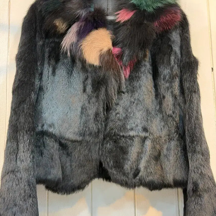 [BUNJANG] Multicolor Fox Fur Coat / 멀티컬러 폭스 퍼 코트