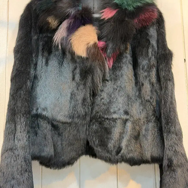 [BUNJANG] Multicolor Fox Fur Coat / 멀티컬러 폭스 퍼 코트