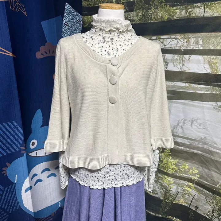 [BUNJANG] Vintage Mori Girl Style Layered Cardigan / 빈티지 모리걸 바선생핏 레이어드 가디건