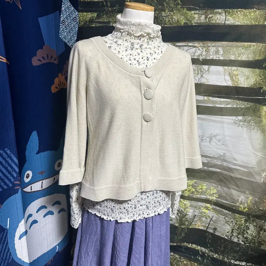 [BUNJANG] Vintage Mori Girl Style Layered Cardigan / 빈티지 모리걸 바선생핏 레이어드 가디건