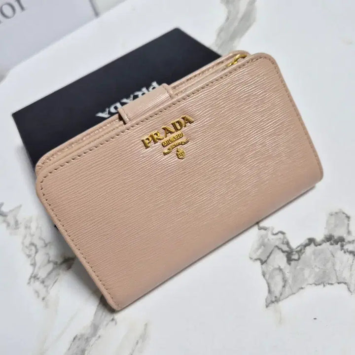 [BUNJANG] Prada Vitello Move Powder Pink Medium Wallet / (정품) 프라다 비텔로무브 중지갑 파우더 핑크