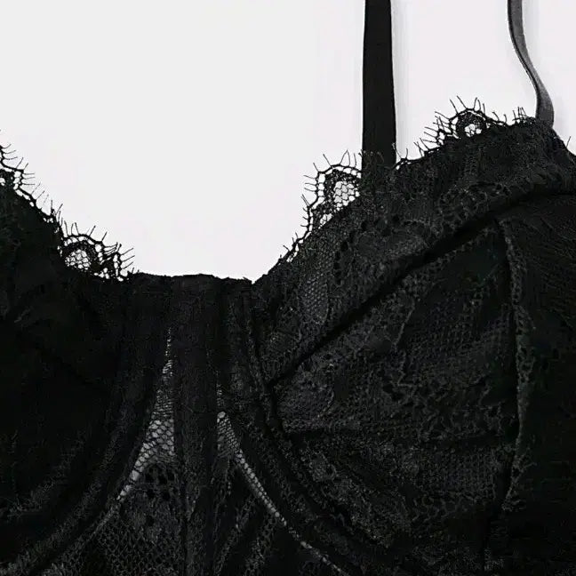 [BUNJANG] Black Lace Corset Camisole Top Bra 77 / 섹시 블랙 레이스 캐미솔 코르셋 탑브라 77