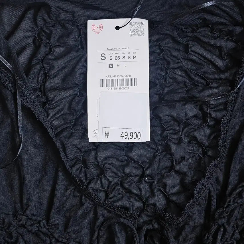 [BUNJANG] ZARA Shirred Ribbon Top - Small / 자라 셔링 리본 탑 스몰 새옷 4813/845/800
