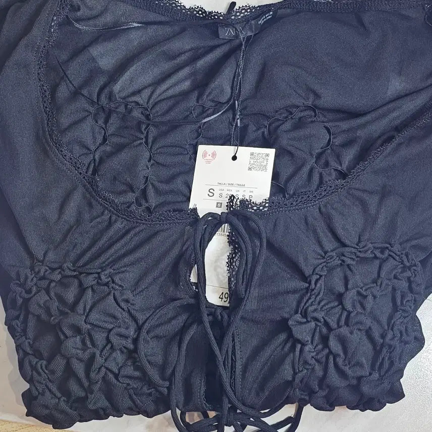 [BUNJANG] ZARA Shirred Ribbon Top - Small / 자라 셔링 리본 탑 스몰 새옷 4813/845/800