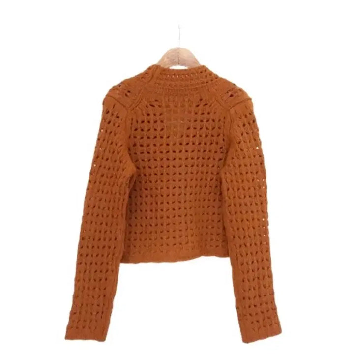 [BUNJANG] Priveil Orange Brown Kate Cardigan Knit / 프리베일 오렌지브라운 케이트 가디건 니트