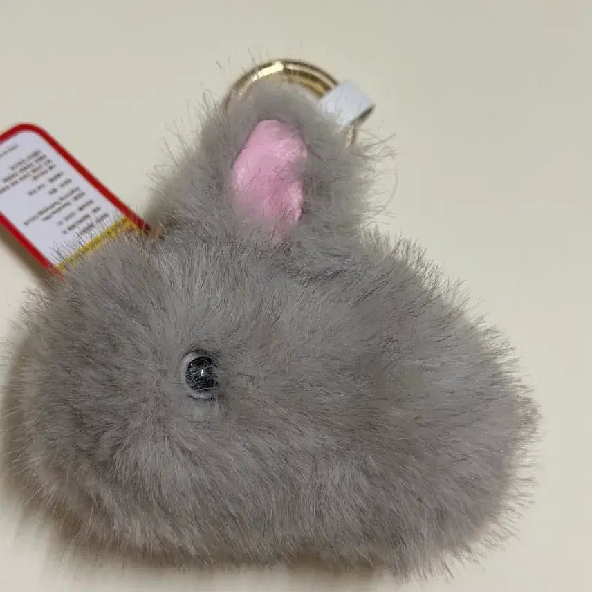 [BUNJANG] Gray Rabbit Fur Keychain / 회색 토끼 털 키링 /
