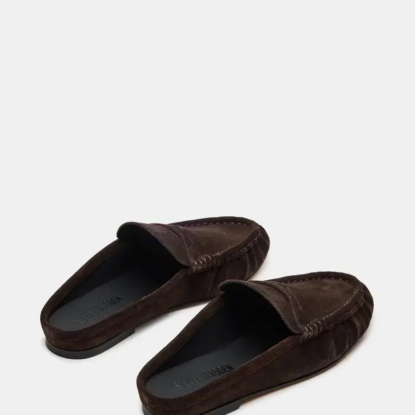 [BUNJANG] Steve Madden Suede Loafer Mules / 스티브매든 초콜릿브라운 스웨이드 로퍼 뮬 (생로랑 더로우 맛)