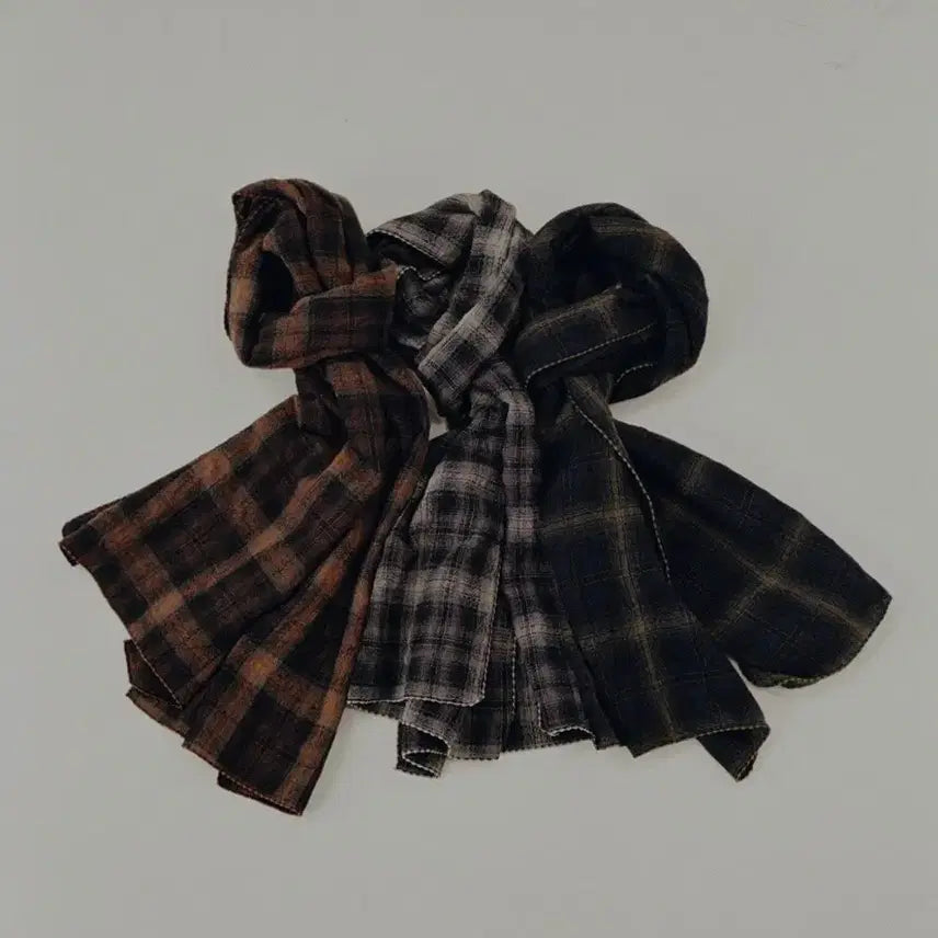 [BUNJANG] BELLE VIP Navy Check Muffler / 벨리에 VIP 머플러 네이비 체크