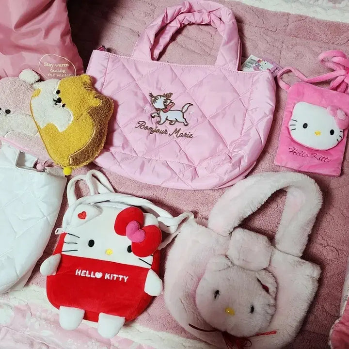 [BUNJANG] Hello Kitty Pink Fur Mini Tote Bag / (단종/희귀템)고전키티 헬로키티 핑크 퍼 미니 토트백 가방