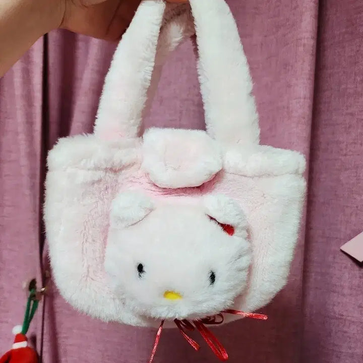 [BUNJANG] Hello Kitty Pink Fur Mini Tote Bag / (단종/희귀템)고전키티 헬로키티 핑크 퍼 미니 토트백 가방