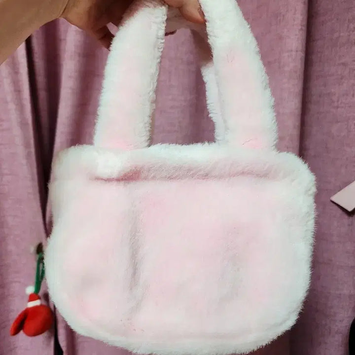 [BUNJANG] Hello Kitty Pink Fur Mini Tote Bag / (단종/희귀템)고전키티 헬로키티 핑크 퍼 미니 토트백 가방
