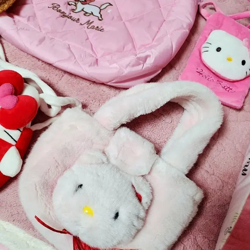 [BUNJANG] Hello Kitty Pink Fur Mini Tote Bag / (단종/희귀템)고전키티 헬로키티 핑크 퍼 미니 토트백 가방