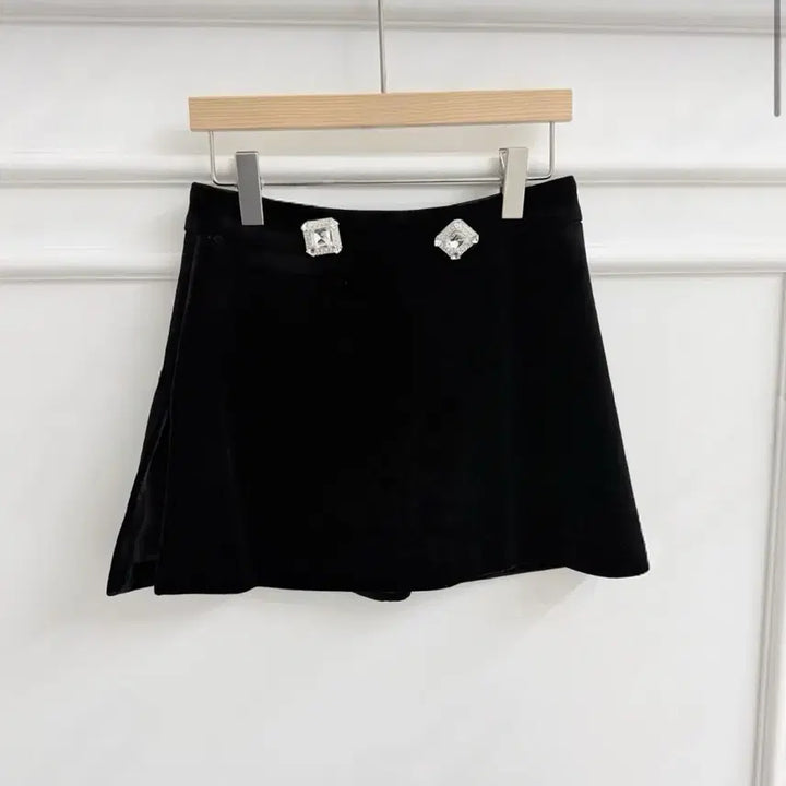 [BUNJANG] Cubic Slit Velvet Skirt / 큐빅 트임 벨벳 스커트 수입의류