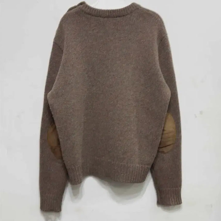 [BUNJANG] Polo Ralph Lauren Lambswool Knit / 90s 폴로 랄프로렌 가죽 패치 램스울 니트