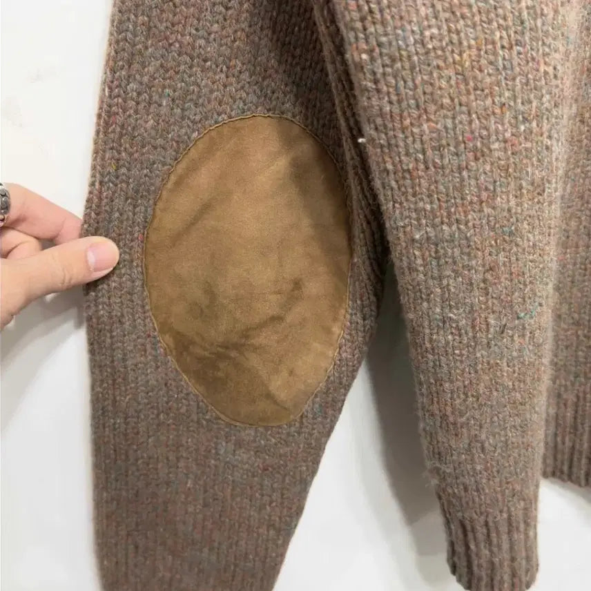 [BUNJANG] Polo Ralph Lauren Lambswool Knit / 90s 폴로 랄프로렌 가죽 패치 램스울 니트