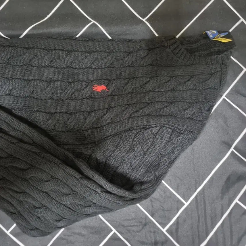 [BUNJANG] Polo Ralph Lauren Black Cable Knit Sweater / xl)폴로 랄프로렌 블랙 꽈배기 니트