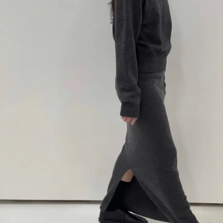 [BUNJANG] Architect Boucle Long Skirt (Charcoal) / (새상품) 아키텍트 부클레 롱스커트 (차콜)