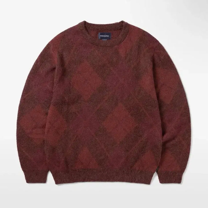 [BUNJANG] Thisisneverthat Argyle Knit Burgundy L Size / 디스이스네버댓 모헤어 아가일 니트 버건디 L사이즈