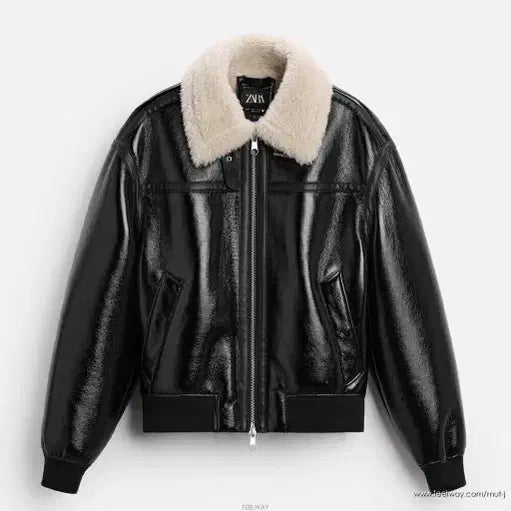 [BUNJANG] Zara Eco Leather Bright Mouton Jacket / (XL) 자라 에코 레더 브라이트 무스탕 점퍼