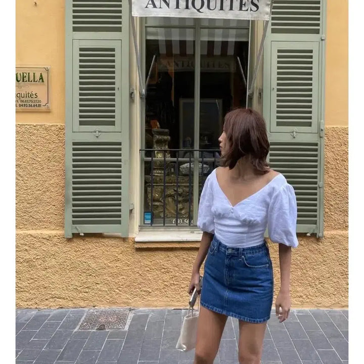 [BUNJANG] memo MIA White Blouse / memo 메모 MIA 블라우스