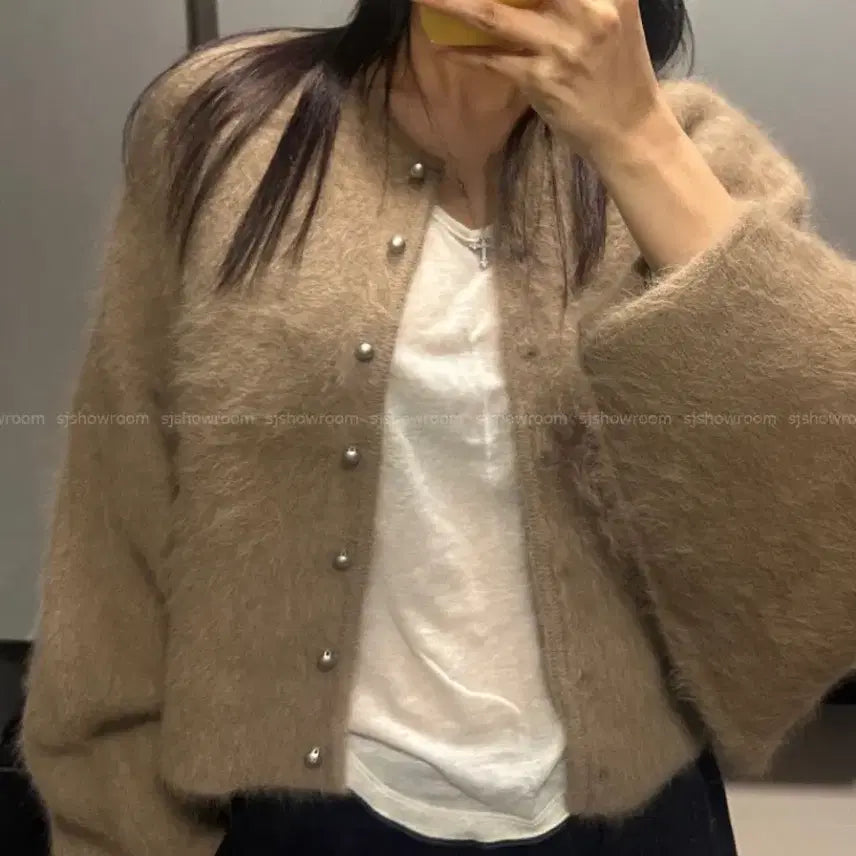 [BUNJANG] Flow Raccoon Cardigan - Beige / 플로우 라쿤 가디건 진베이지