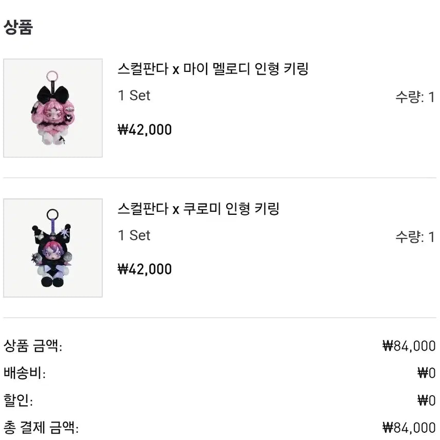 [BUNJANG] Skullpanda My Melody Doll Keyring (Sealed) / (판매)스컬판다 마이멜로디 인형키링(미개봉)