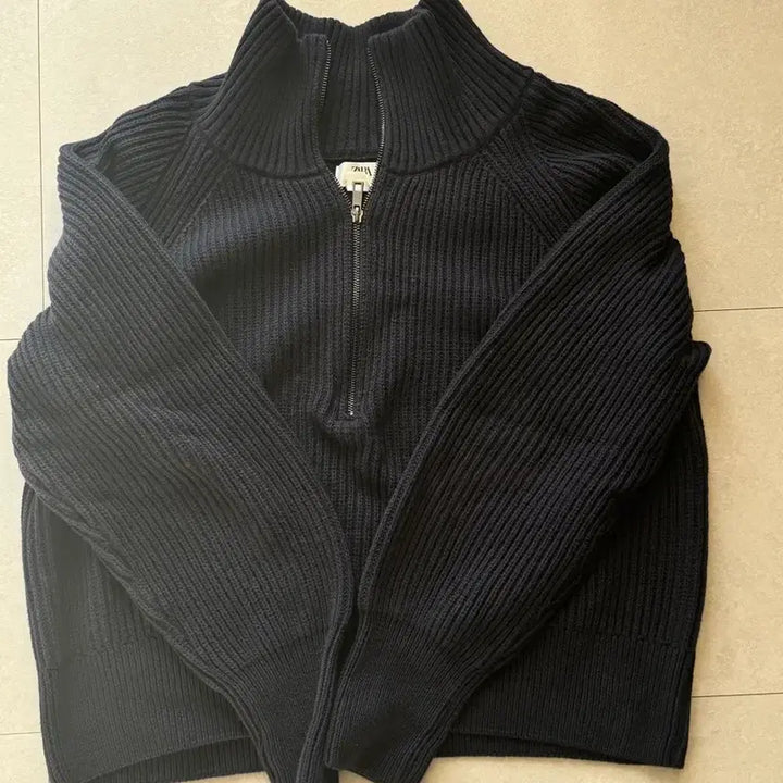 [BUNJANG] ZARA Navy Knit Zip-up (XL) / 자라 네이비 니트 집업(XL)