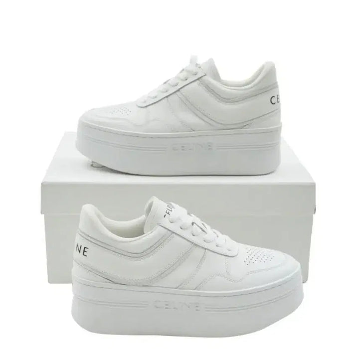 [BUNJANG] Celine Platform Leather White Sneakers (Size 38) / 셀린느 플랫폼 가죽 화이트 스니커즈 38