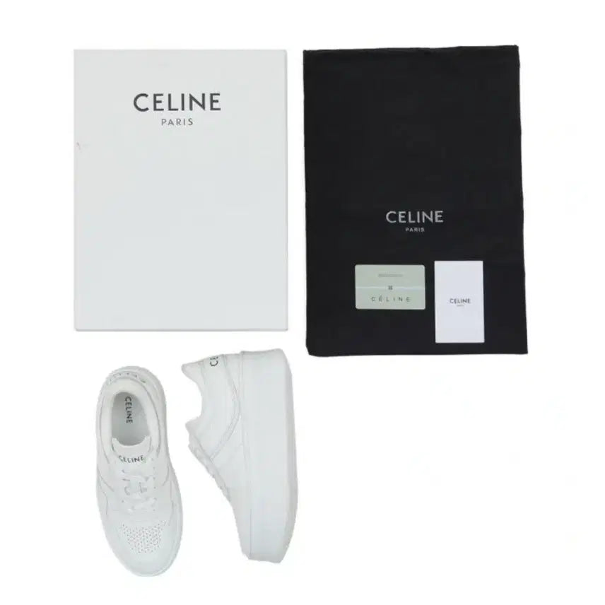 [BUNJANG] Celine Platform Leather White Sneakers (Size 38) / 셀린느 플랫폼 가죽 화이트 스니커즈 38