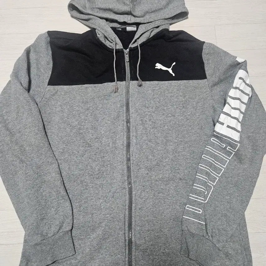 [BUNJANG] Puma Colorblock Hooded Zip-up Jacket / 푸마 그레이 블랙 컬러블록 후드집업