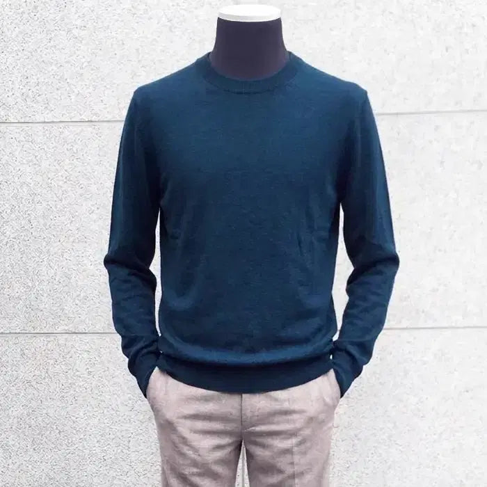 [BUNJANG] And Z Peacock Green Crewneck Knit Sweater / 지오지아 And Z/앤드지 머신 워셔블 피콕 그린 크루넥 니트/100