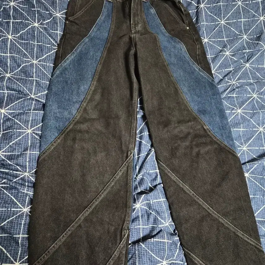 [BUNJANG] ADD Denim Wide Pants / ADD 배색 데님 와이드 팬츠