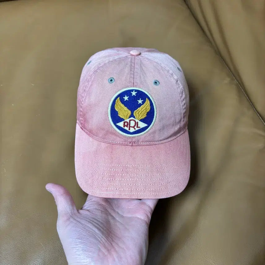 [SOLD OUT] RRL 더블알엘 랄프로렌 폴로 윙로고 6패널 볼캡 모자 워시드 레드