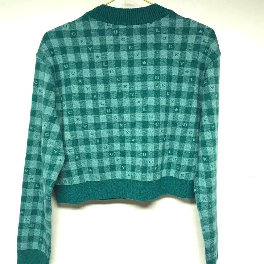 [BUNJANG] Lucky Chouette Checkered Crop Cardigan / 럭키슈에뜨 체크 크롭 가디건 56-45