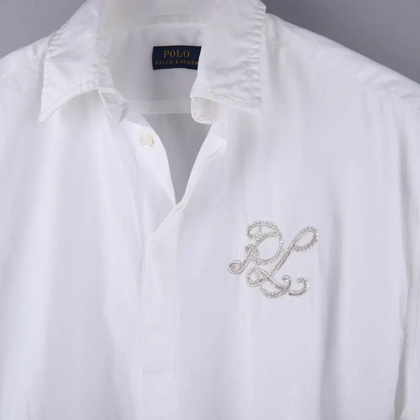 [SOLD OUT] (여성) 폴로 랄프로렌 폴로 모노그램 블루종 슬리브 셔츠