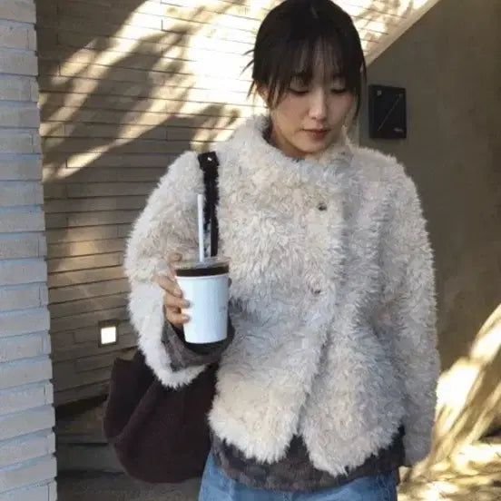 [BUNJANG] FIVEN Bear High-Neck Fur Jacket / 피븐 퍼자켓  bear high-neck fur jacket
