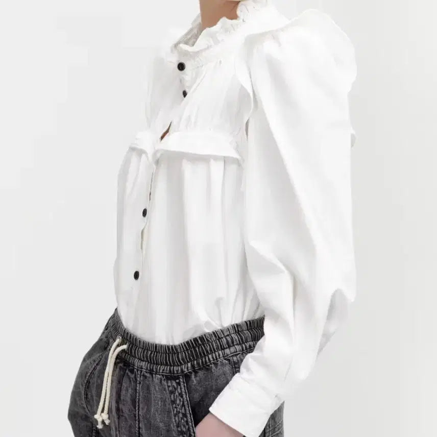 [BUNJANG] Isabel Marant White Ruffle Blouse / 이자벨마랑 화이트 러플 블라우스