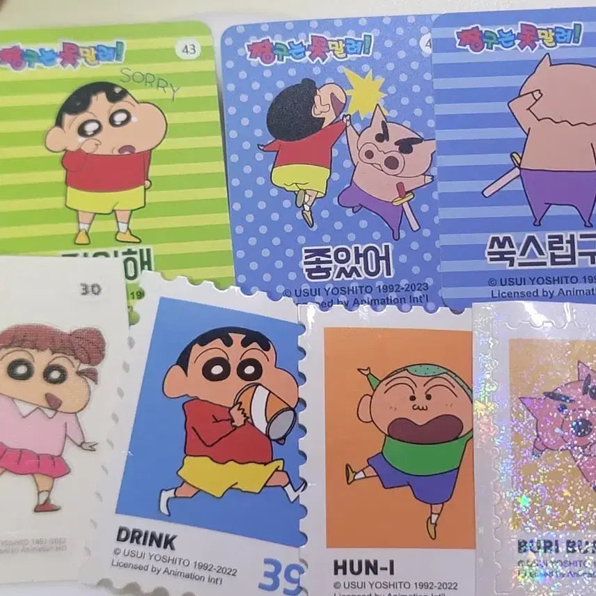 [BUNJANG] Crayon Shin-chan Official Ttibuseal &amp; Message Card Set / 짱구 공식 띠부씰, 메세지카드 7개 세트 0.4