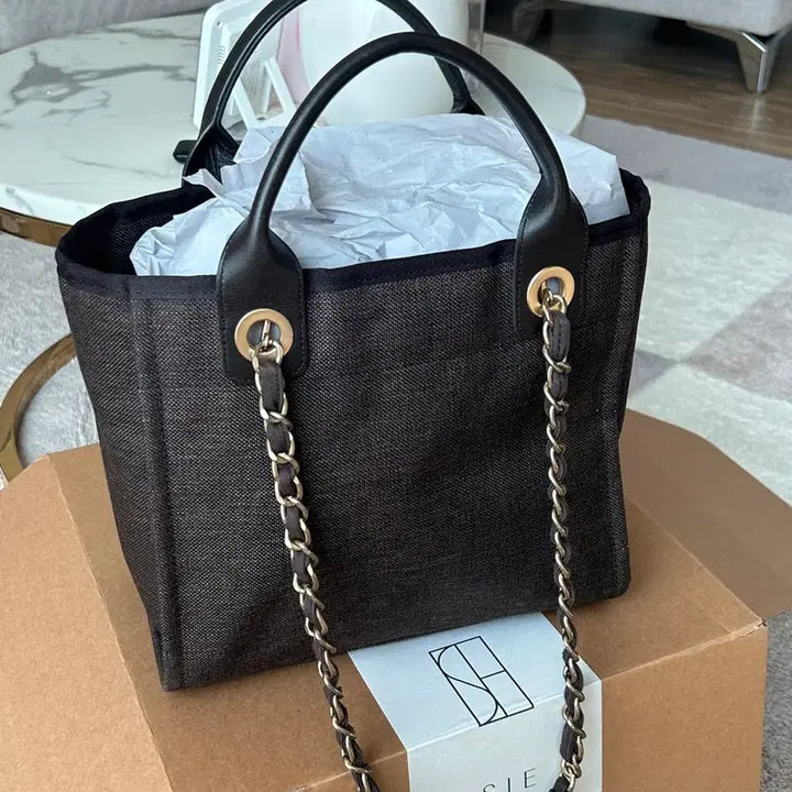 [BUNJANG] SIE Chain Tote Bag Brown Medium / SIE 시에 전투백 체인 토트백 브라운 미듐