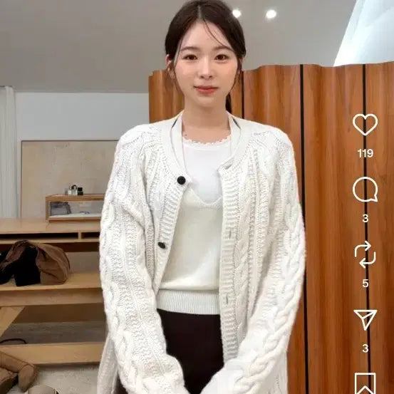 [BUNJANG] Sie For You On Cable Knit Cardigan / 시에 포유온 케이블 가디건