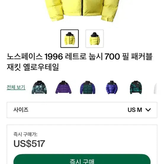 [BUNJANG] The North Face 1996 Retro Nuptse Yellow Tail Jacket / (M) 노스페이스 1996 retro 눕시 옐로우 테일