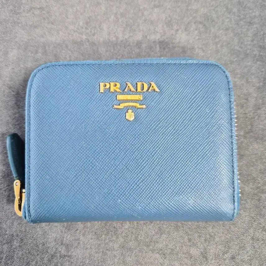 [BUNJANG] Prada Saffiano Blue Bi-fold Wallet / 프라다 사피아노 블루 반지갑(정품)