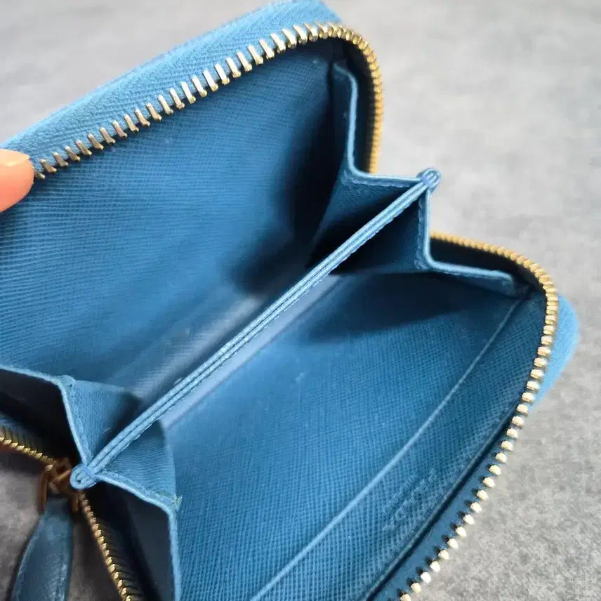 [BUNJANG] Prada Saffiano Blue Bi-fold Wallet / 프라다 사피아노 블루 반지갑(정품)