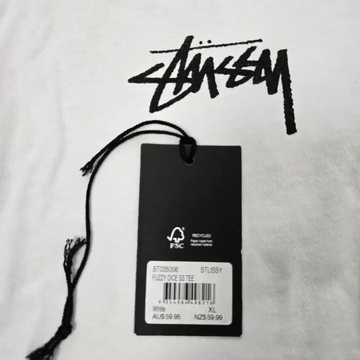 [BUNJANG] Stussy Dice Short Sleeve T-Shirt - White - XL / 스투시 퍼지 다이스 반팔 화이트 티셔츠/XL