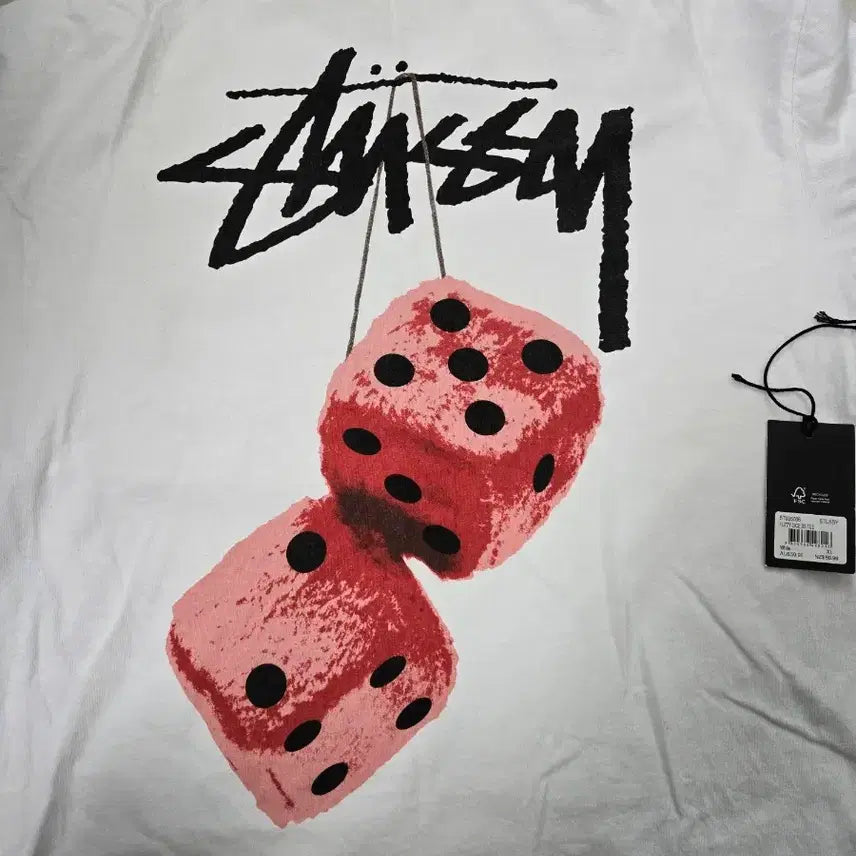 [BUNJANG] Stussy Dice Short Sleeve T-Shirt - White - XL / 스투시 퍼지 다이스 반팔 화이트 티셔츠/XL