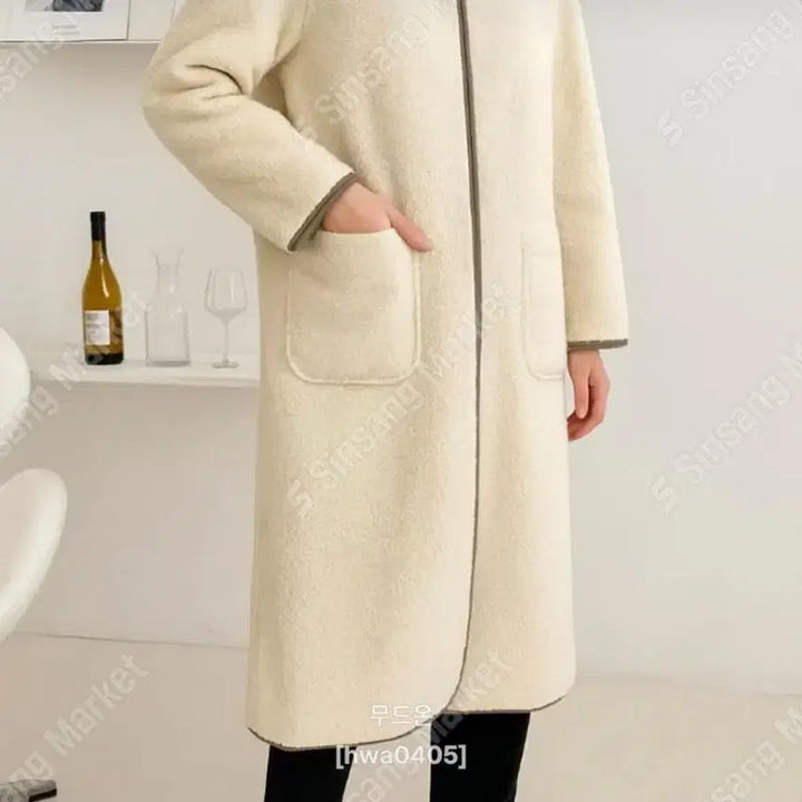 [BUNJANG] Hooded Long Coat (New) / 뽀글이 후드 롱코트(새상품)세일3장