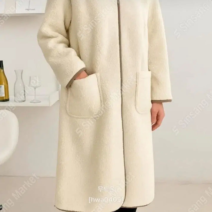 [BUNJANG] Hooded Long Coat (New) / 뽀글이 후드 롱코트(새상품)세일3장