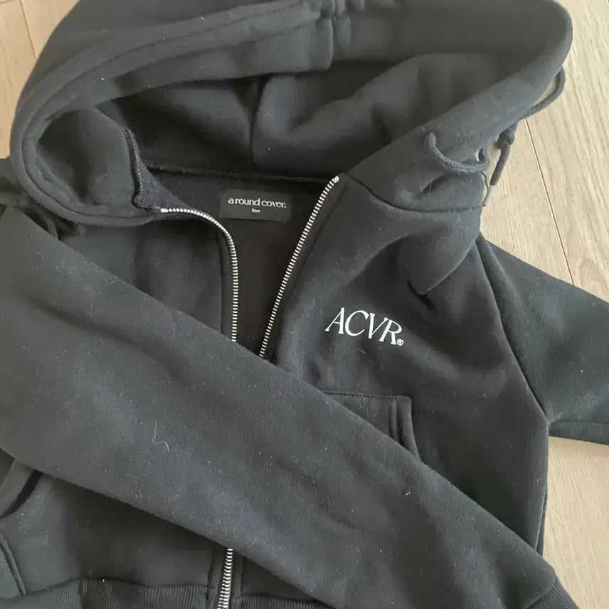 [BUNJANG] ACVR Black Crop Hoodie Zip-up / 어라운드커버 ACVR 블랙 크롭 후드집업