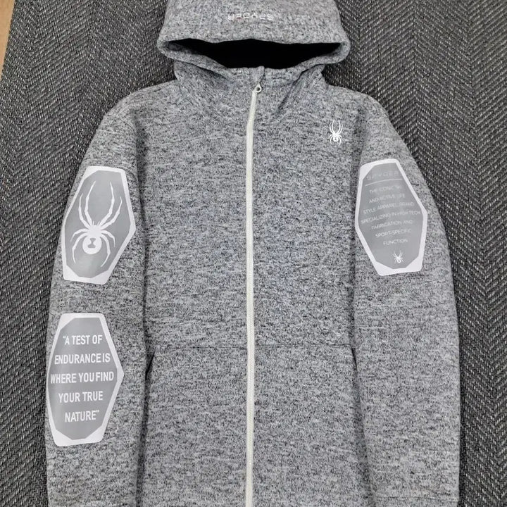 [BUNJANG] Spider Gray Hooded Fleece Zip-Up Jacket / 남성105)스파이더 그레이 후드 기모 집업자켓~